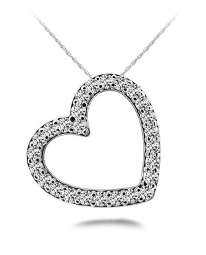 White gold 14K round cut 5.20 carats diamonds heart shaped pendant necklace