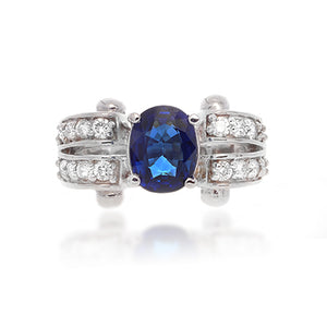 CHARMING SAPPHIRE RING WITH DIAMONDS-1099