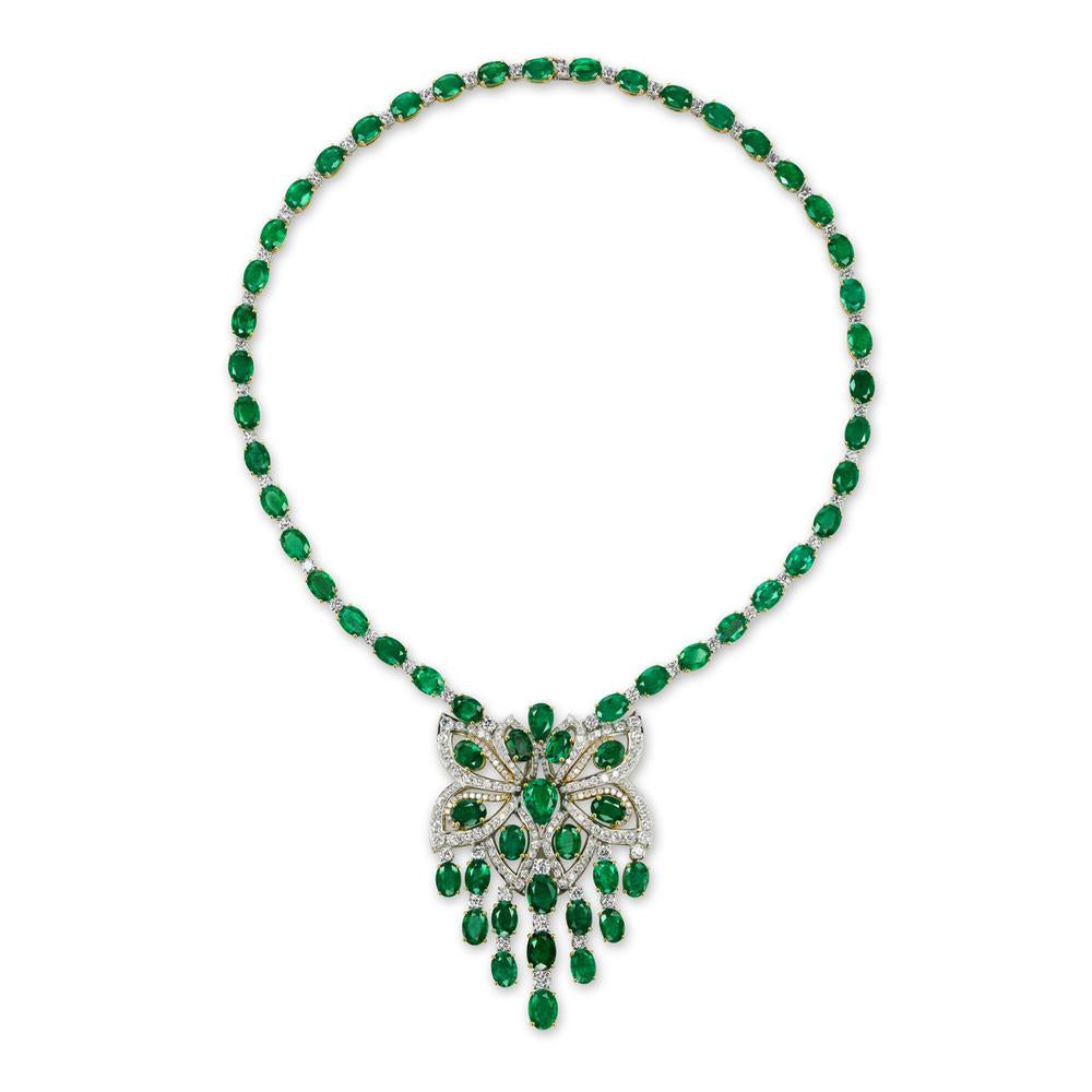 EMERALD AND DIAMOND NECKLACE-3028