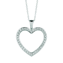 Diamond heart necklace pendant 0.33 carats 14K White Pave