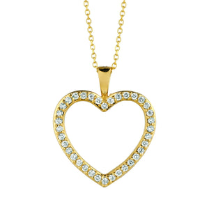 Diamond heart necklace pendant 0.33 carats 14K Yellow Pave