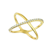 Diamond X wrap ring 0.25 carats 14K Yellow Pave