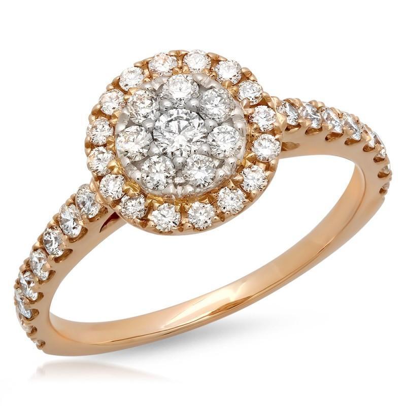 0.65 Carats diamonds women engagement fancy ring rose gold 18k jewelry