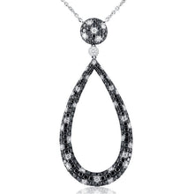 3.55 Carats black & white diamonds pendant necklace white gold 18k