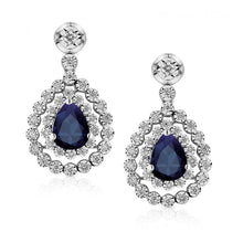 SRI LANKA SAPPHIRE and diamond dangle earring Pear cut 5.5 ct