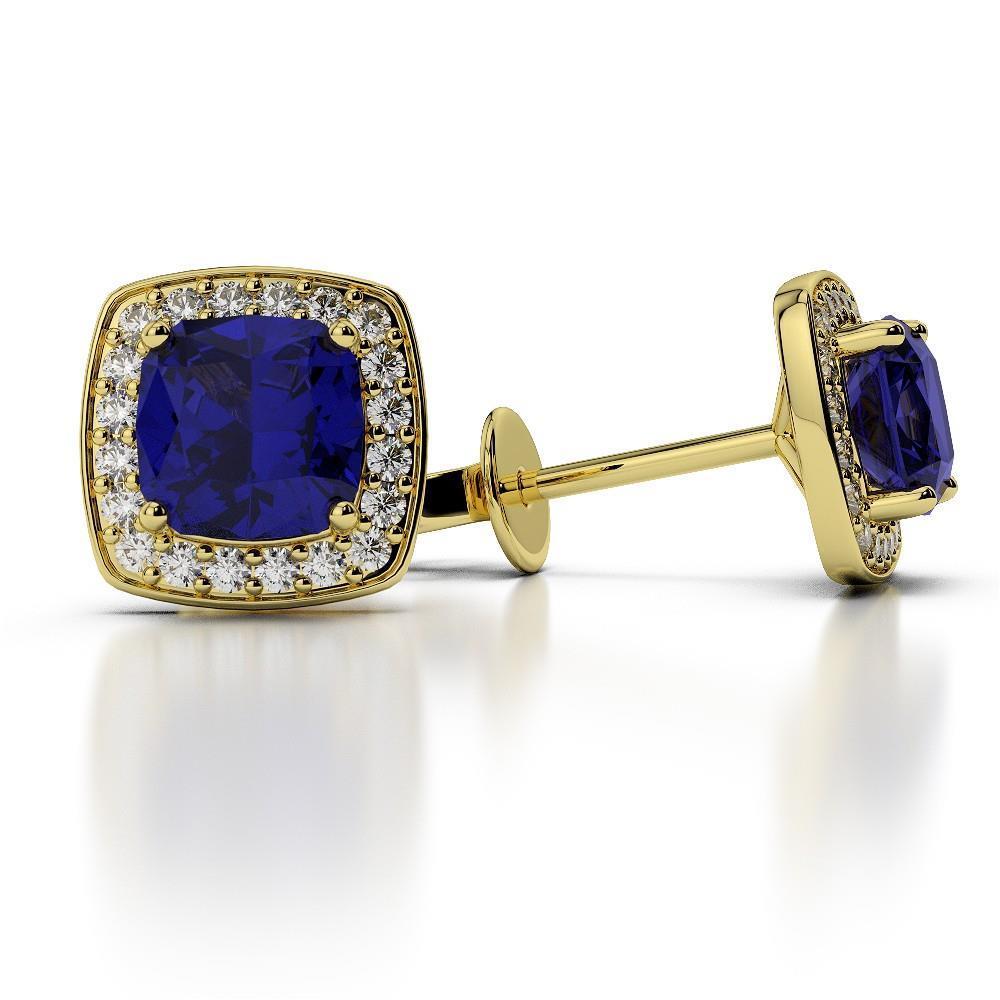 SRI LANKA SAPPHIRE diamonds Studs lady gold earrings