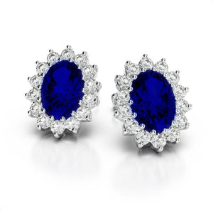 Diamonds ladies studs earring pair SRI LANKA BLUE SAPPHIRE