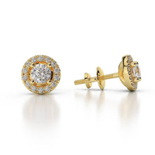 Yellow gold brilliant cut round diamonds Studs earrings 14k 3.40 Ct