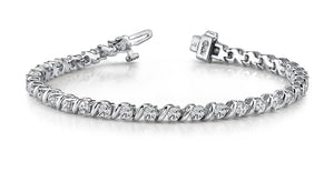 Diamonds wavy hood link tennis bracelet white gold 14k new 8.75 ct