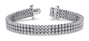 Sparkling round diamonds triple strand bracelet white gold 14k 18 Ct