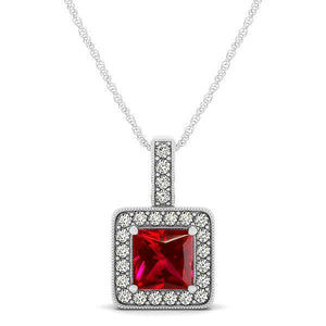 2.60 Carats ruby and diamonds pendant necklace White gold 14k