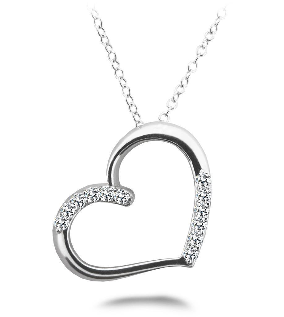 Heart shape necklace pendant F VVS1 3.00 carats diamonds gold white 14k