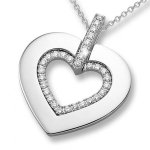 White gold 14K heart cut pendant necklace 1.60 carat round cut diamonds