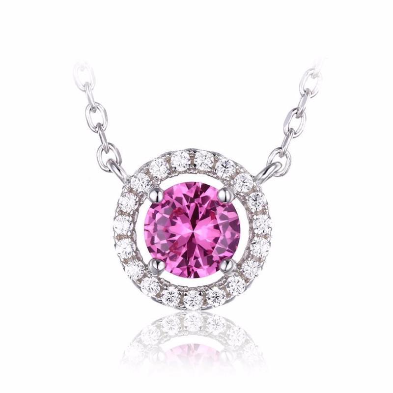 14K White Gold Pink Sapphire Necklace