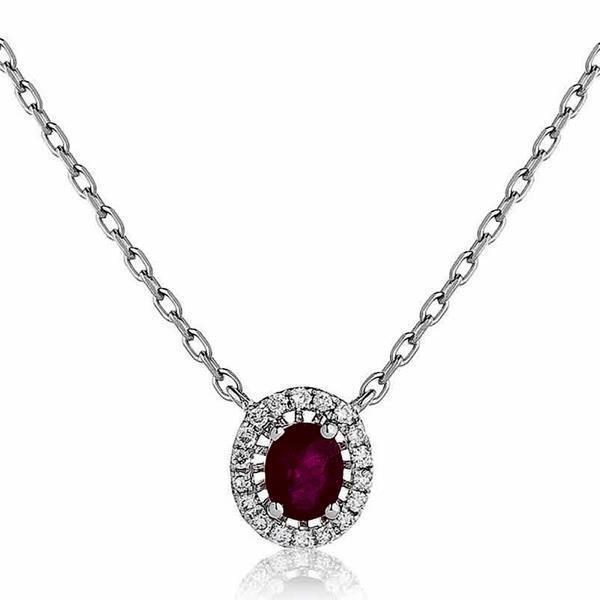 3.00 Carats women red ruby with diamond pendant necklace gold 14k