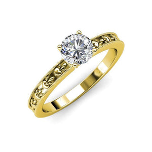 Yellow gold round cut 1.75 carat sparkling diamond Anniversary ring