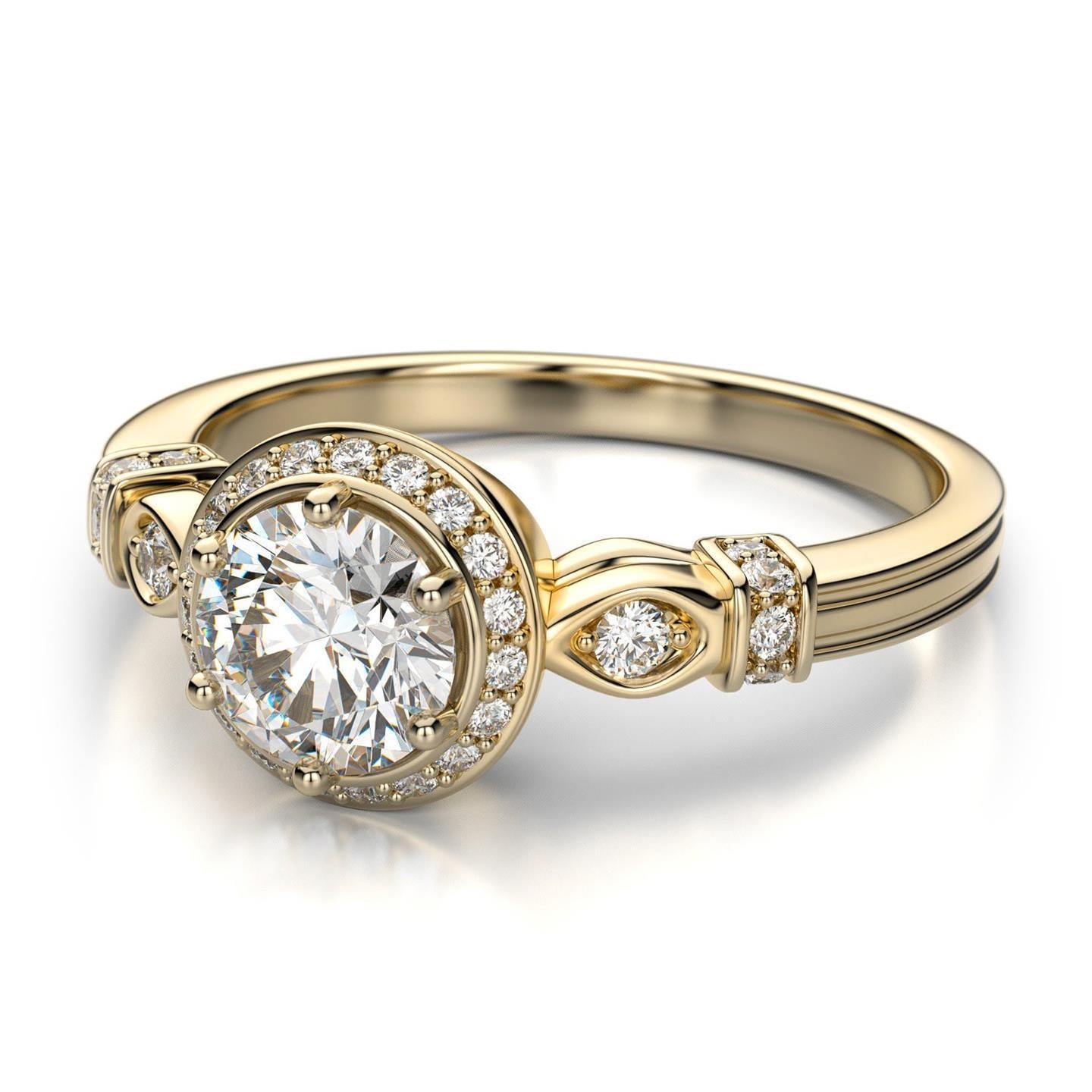 Yellow gold 14k 2.70 carats diamonds Antique style Wedding ring new
