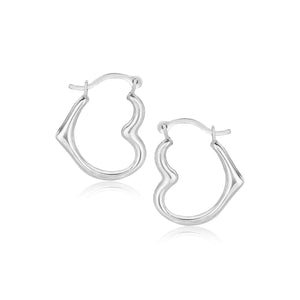 10k White Gold Heart Hoop Earrings