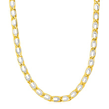 Mens Oval Link Necklace with Details in 14k Two Tone Gold