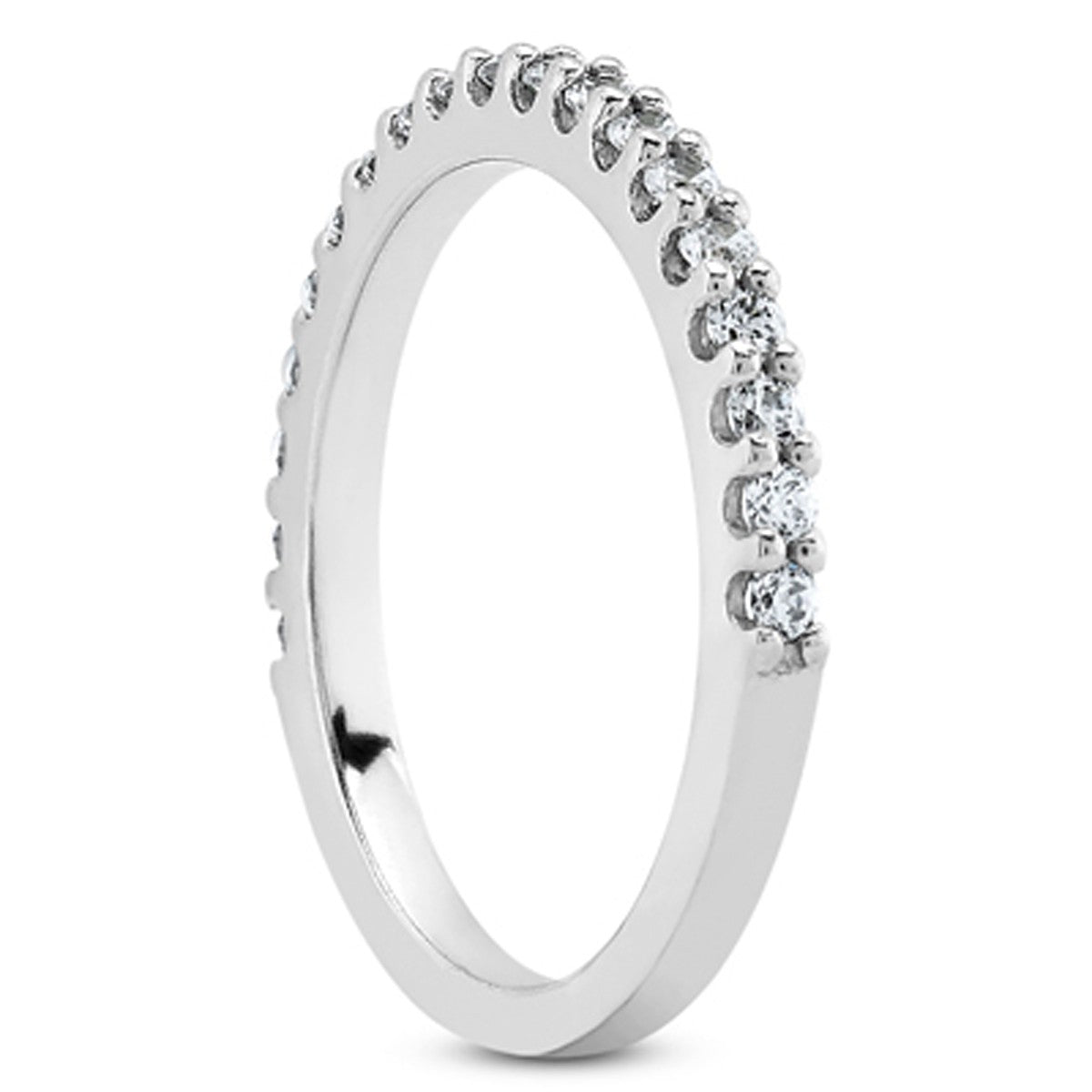 14k White Gold Shared Prong Diamond Wedding Ring Band with U Settings