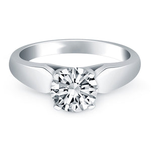 14k White Gold Tapered Cathedral Solitaire Engagement Ring