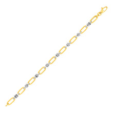 Oval Link Bracelet with Link Details in 14k Yellow and White Gold