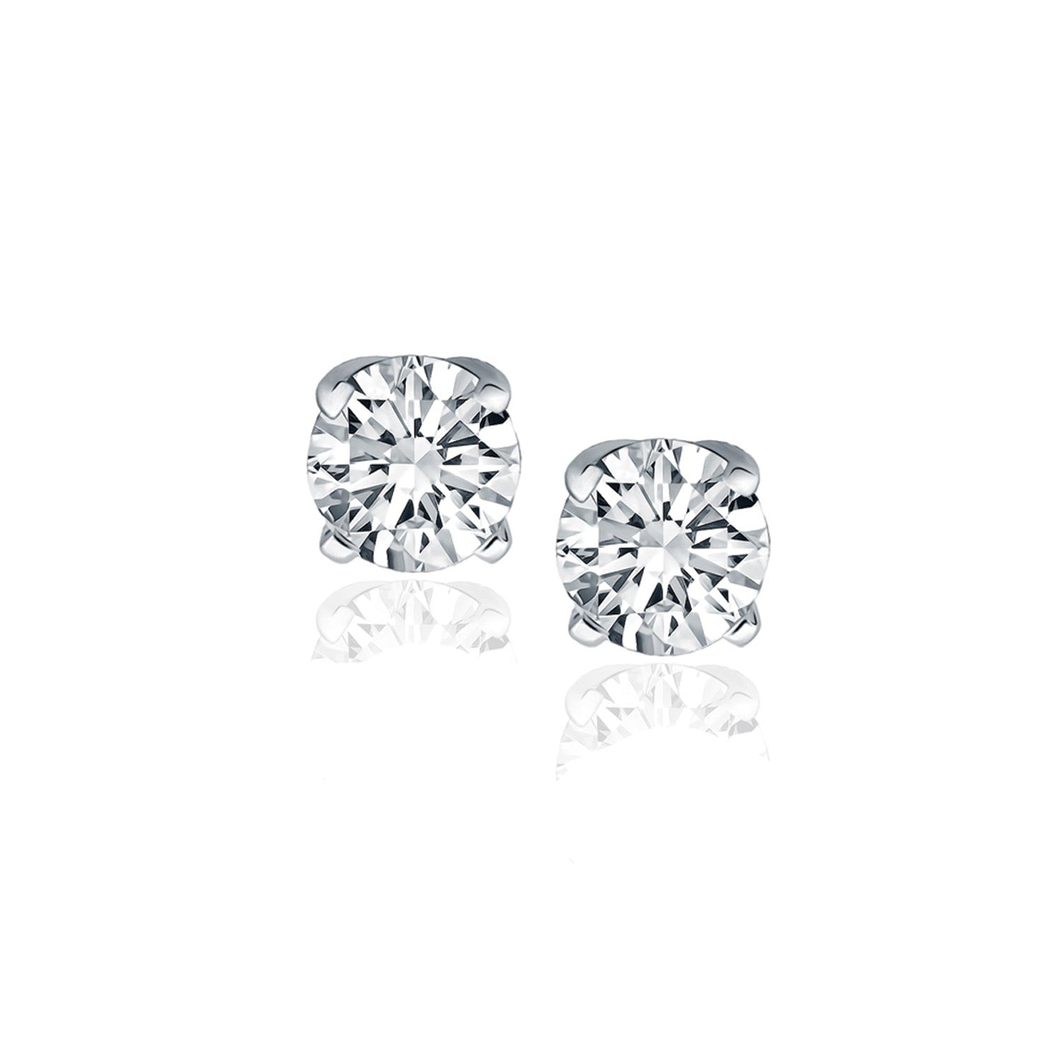 14k White Gold Diamond Four Prong Stud Earrings (1 cttw)