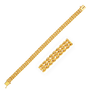 7.5mm 14k Yellow Gold Three Row Rope Bracelet