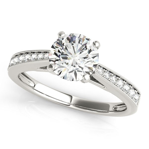 14k White Gold Antique Style Graduagted Diamond Engagement Ring (1 1/8 cttw)
