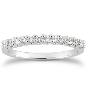 14k White Gold Fancy U Setting Shared Prong Diamond Wedding Ring Band