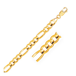 7.0mm 14k Yellow Gold Solid Figaro Bracelet