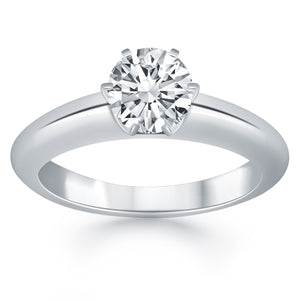 14k White Gold Solitaire Cathedral Engagement Ring