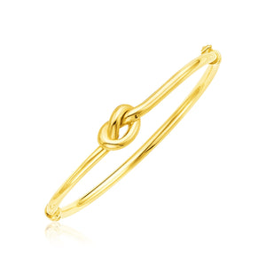 14k Yellow Gold Bangle Bracelet with Polished Knot