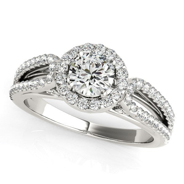 14k White Gold Diamond Engagement Ring with Teardrop Split Shank (7/8 cttw)