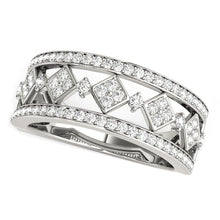Diamond Studded Square Motif Ring in 14k White Gold (1/2 cttw)