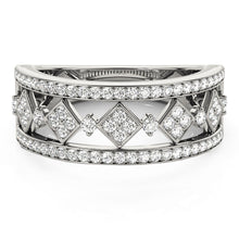Diamond Studded Square Motif Ring in 14k White Gold (1/2 cttw)