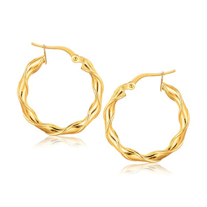 14k Yellow Gold Hoop Earrings (1 inch)