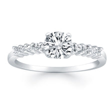 14k White Gold Shared Prong Accent Diamond Engagement Ring