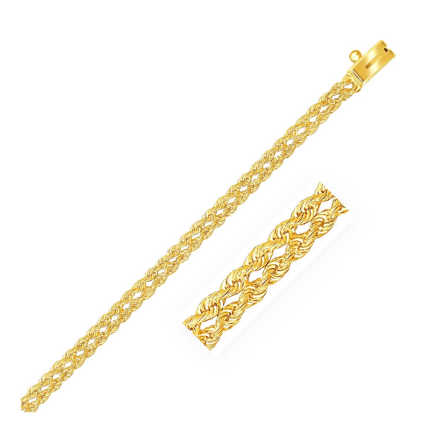 3.0 mm 14k Yellow Gold Two Row Rope Bracelet