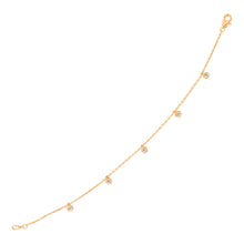 14k Rose Gold 7 inch Bracelet with Diamond Charms