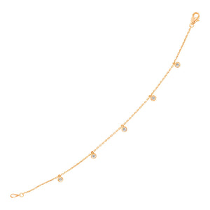 14k Rose Gold 7 inch Bracelet with Diamond Charms