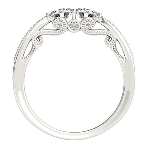 Two Stone Diamond Ring With Milgrain Design In 14k White Gold (3/4 cttw)