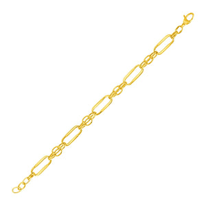 14k Yellow Gold Bracelet with Polished Rectangular Oval Links