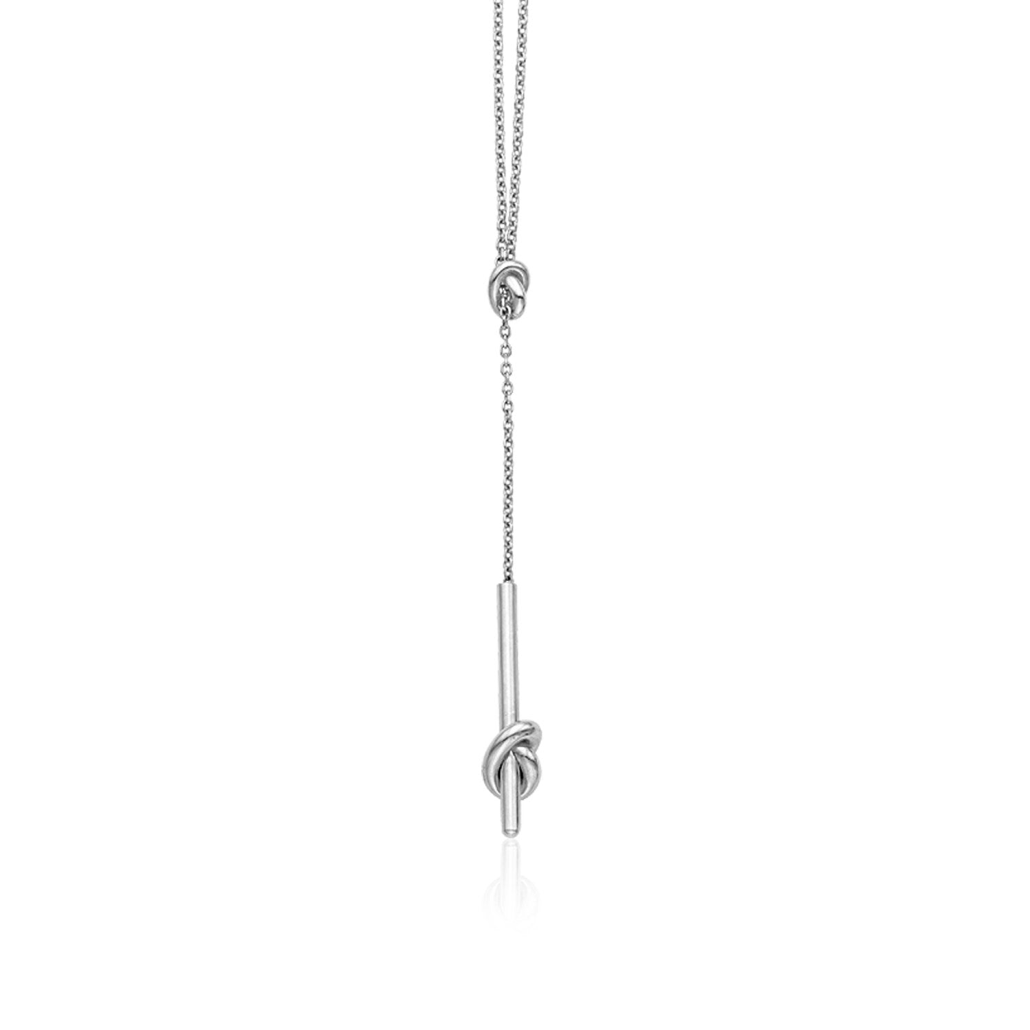 14k White Gold Lariat Necklace with Knots