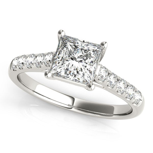 14k White Gold Trellis Set Princess Cut Diamond Engagement Ring (1 1/4 cttw)