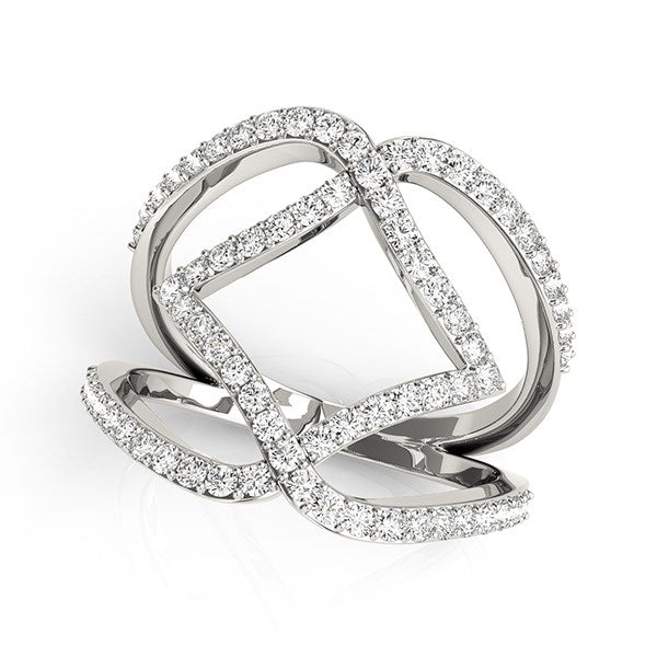14k White Gold Entwined Design Diamond Dual Band Ring (3/4 cttw)