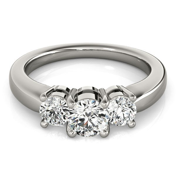 14k White Gold Timeless 3 Stone Round Diamond Engagement Ring (1 cttw)