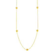 Station Necklace with Textured Love Knots in 14k Yellow Gold