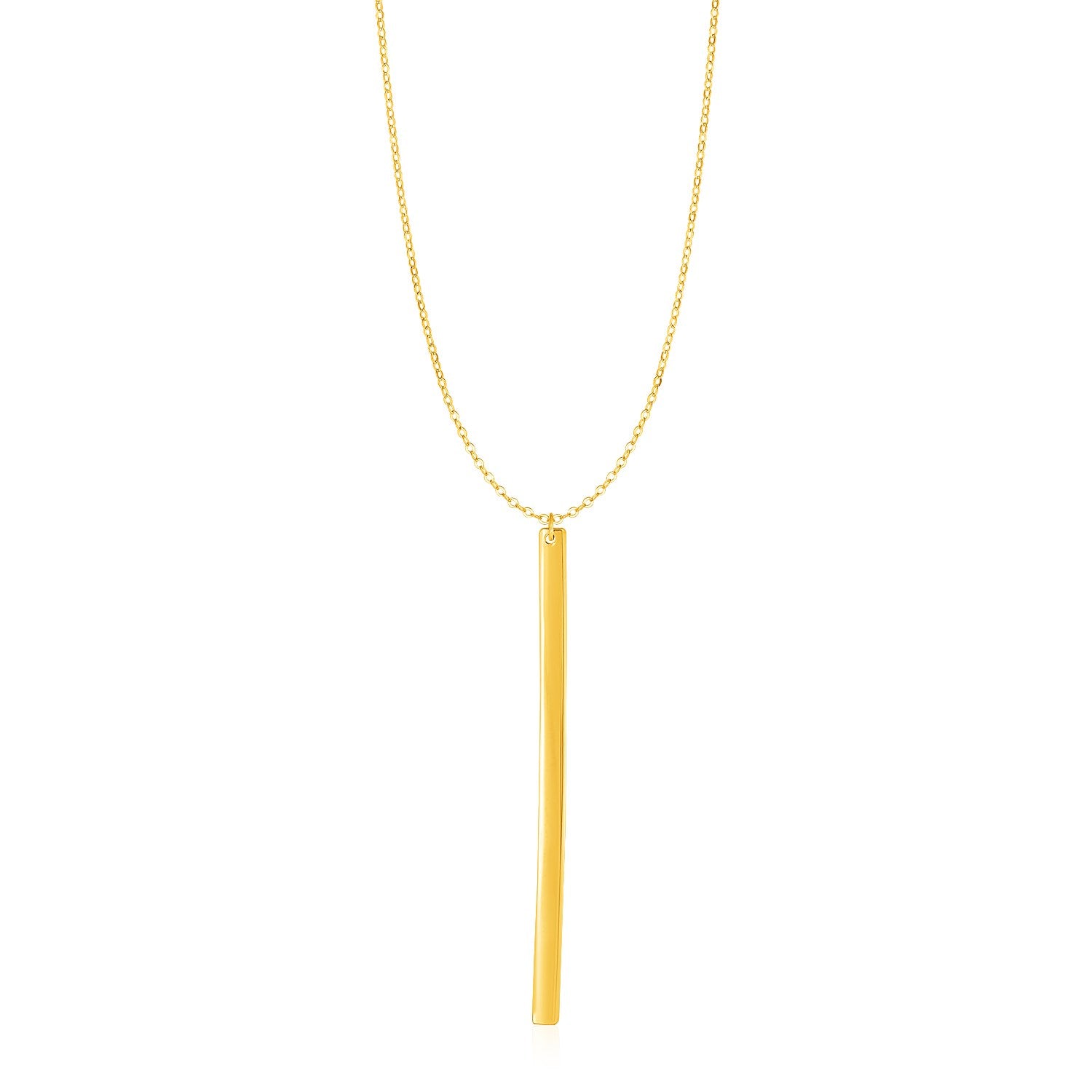 Necklace with Long Bar Pendant in 14k Yellow Gold