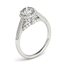 14k White Gold Round Cut Pave Set Shank Diamond Engagement Ring (1 3/8 cttw)